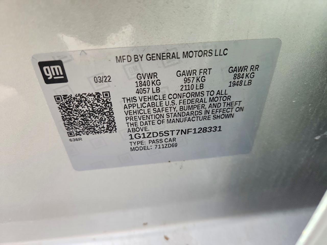 2022 CHEVROLET MALIBU LT photo 12