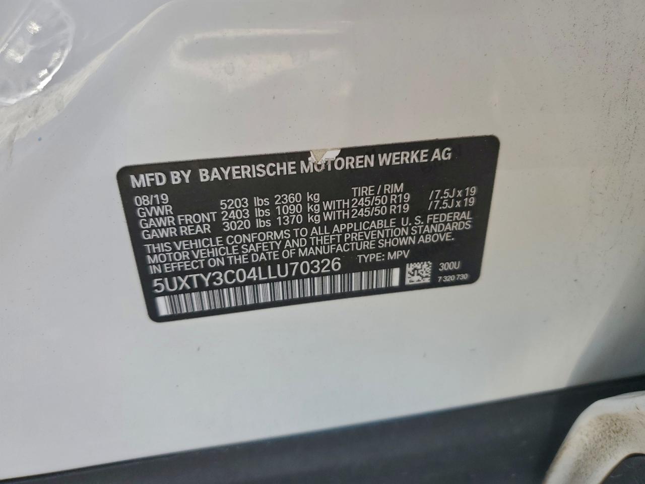 2020 BMW X3 SDRIVE30I photo 12
