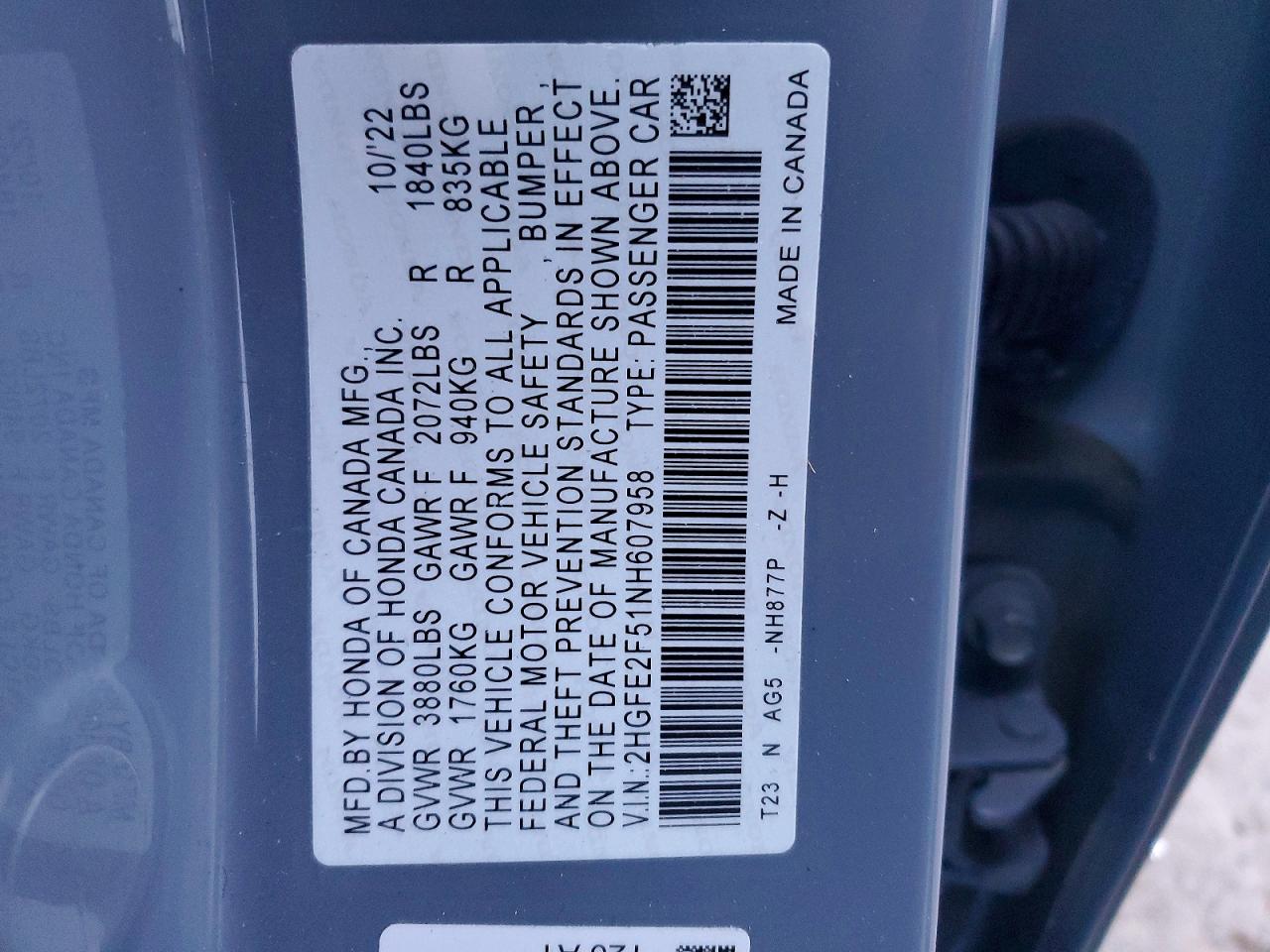 2022 HONDA CIVIC SPORT photo 13