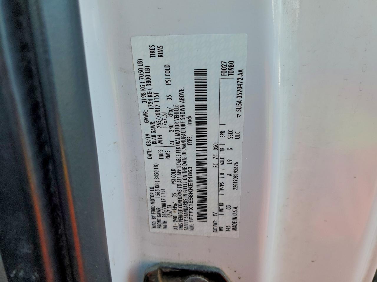 2019 FORD F150 SUPER CAB photo 12