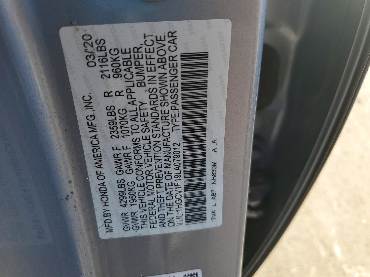 2020 HONDA ACCORD LX photo 34