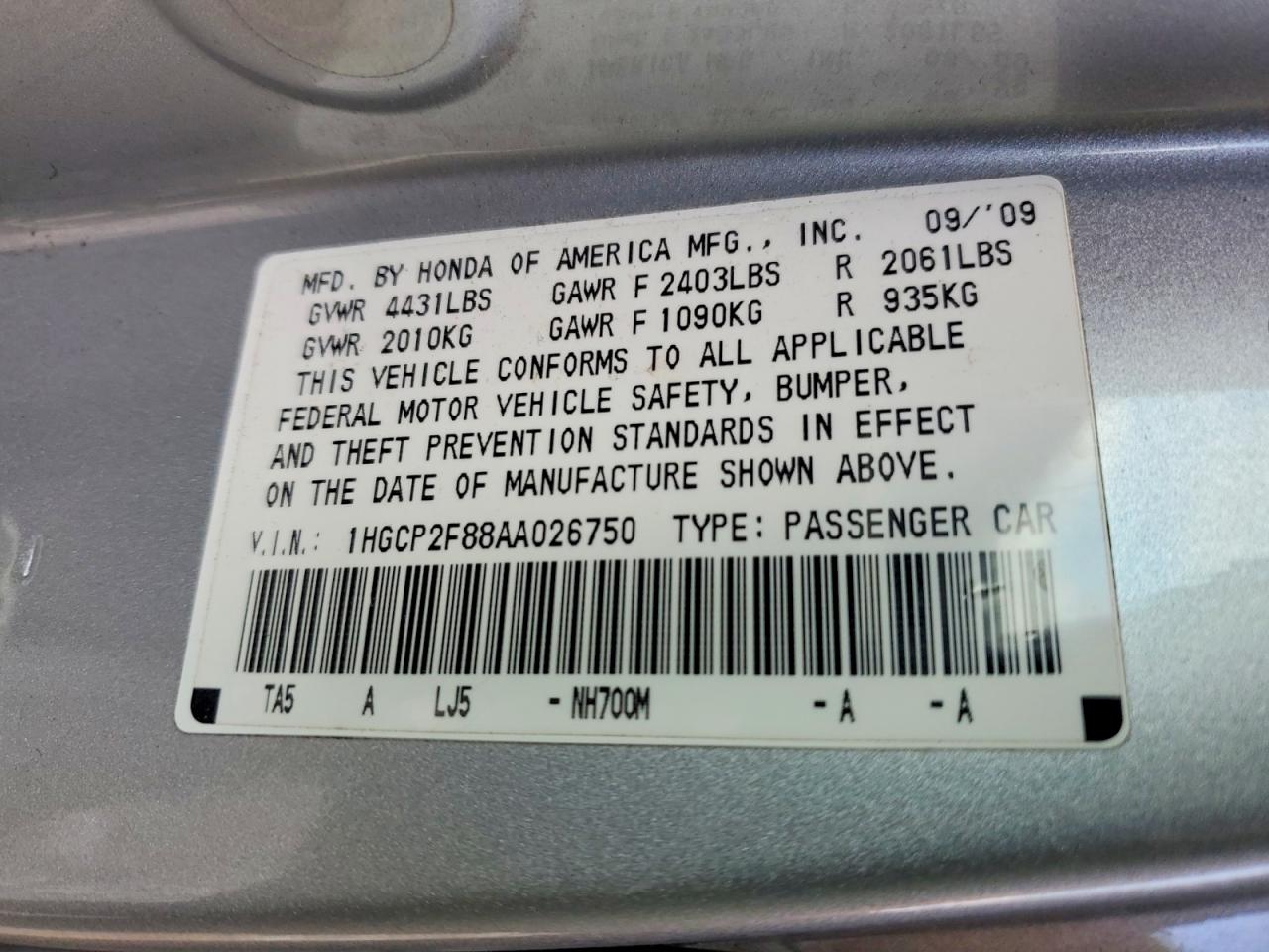 2010 HONDA ACCORD EXL photo 23