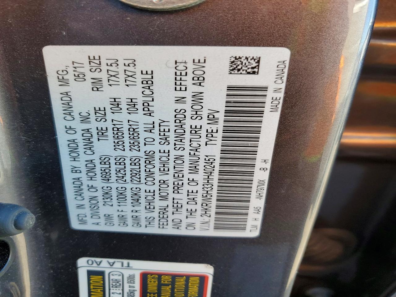 2017 HONDA CR-V LX photo 13