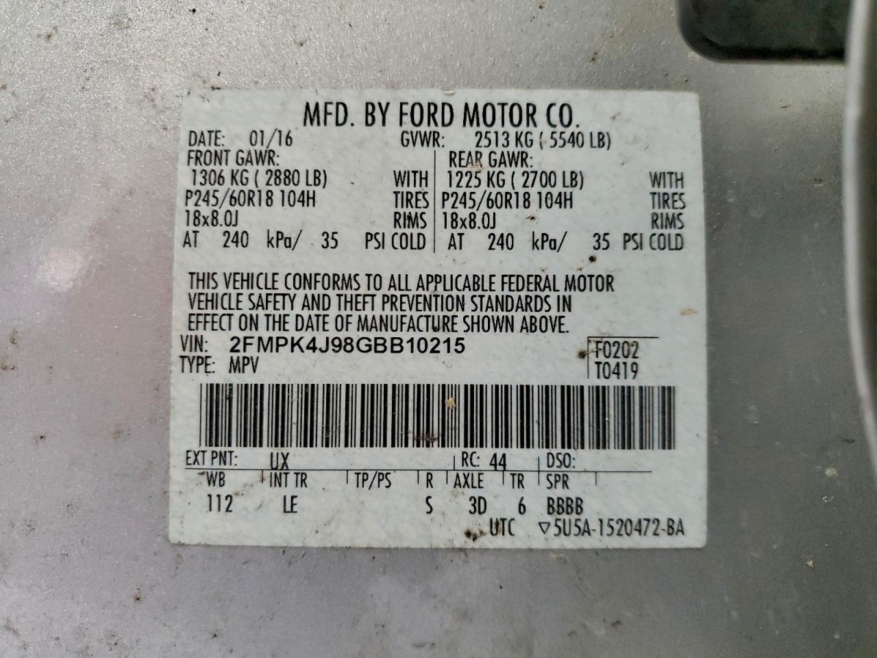 2016 FORD EDGE SEL photo 14