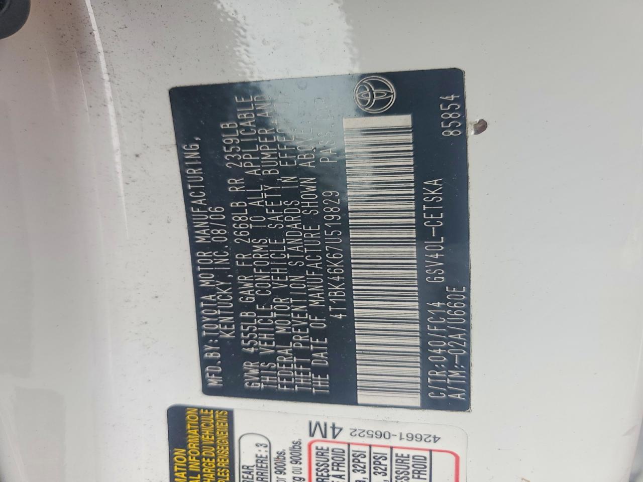 2007 TOYOTA CAMRY SE V6 photo 12