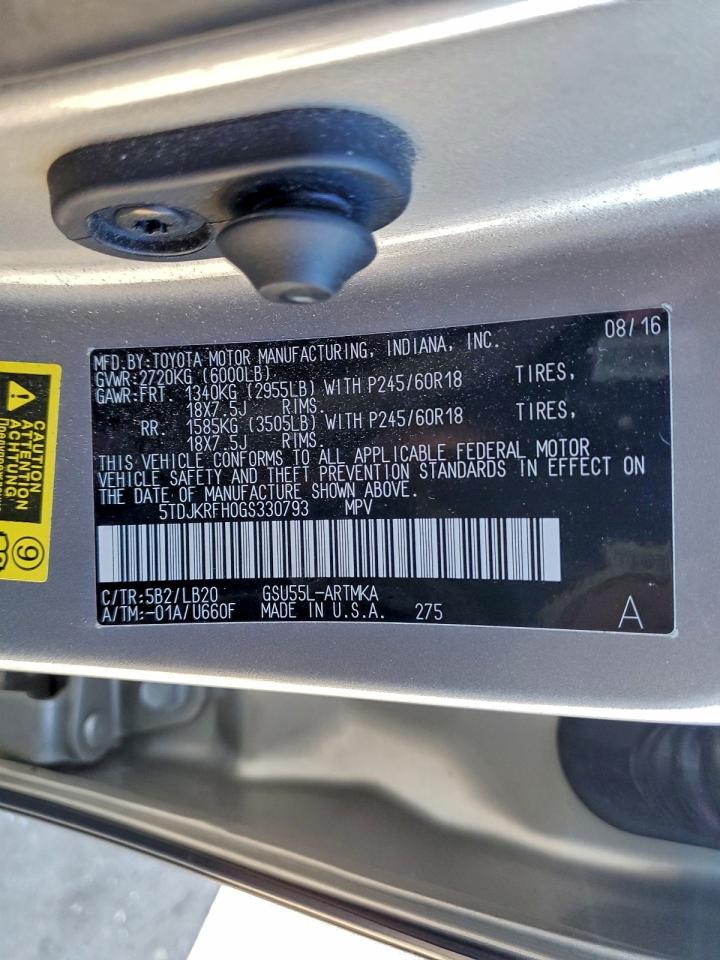 2016 TOYOTA HIGHLANDER XLE photo 13