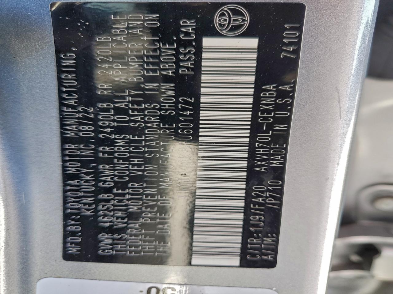 2023 TOYOTA CAMRY LE photo 12