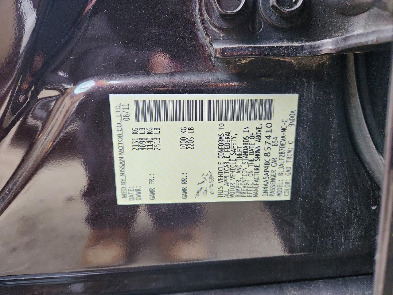 2011 NISSAN MAXIMA S photo 12