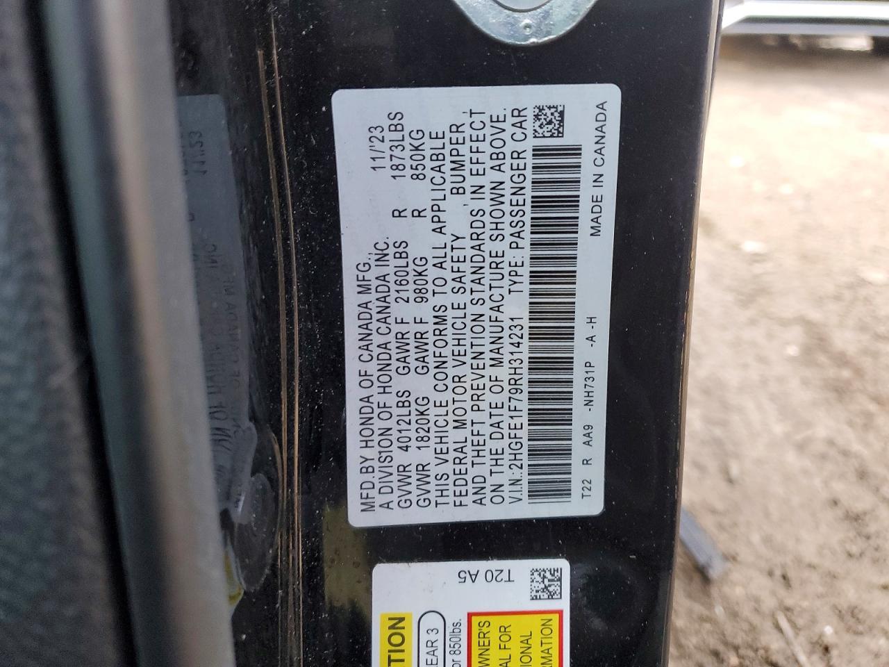 2024 HONDA CIVIC EX photo 12