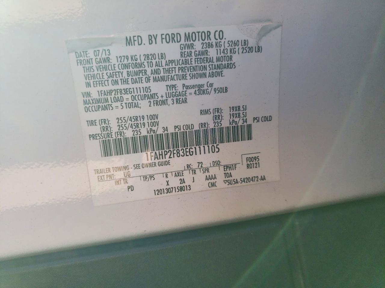2014 FORD TAURUS LIMITED photo 12