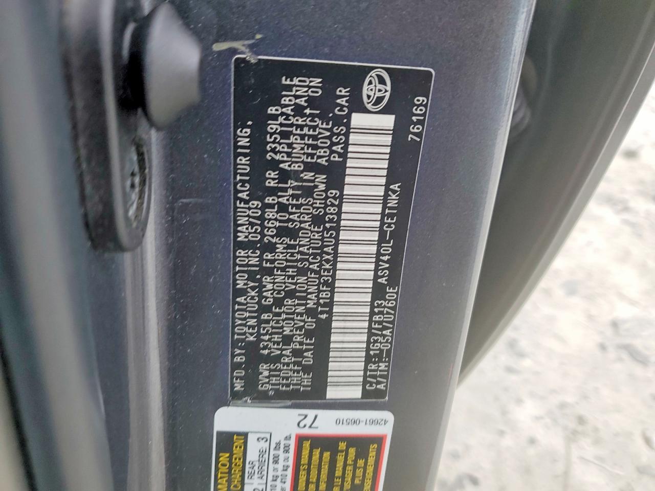 2010 TOYOTA CAMRY BASE photo 12