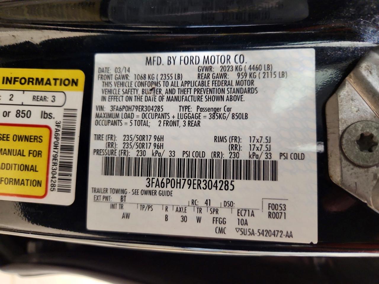 2014 FORD FUSION SE photo 12