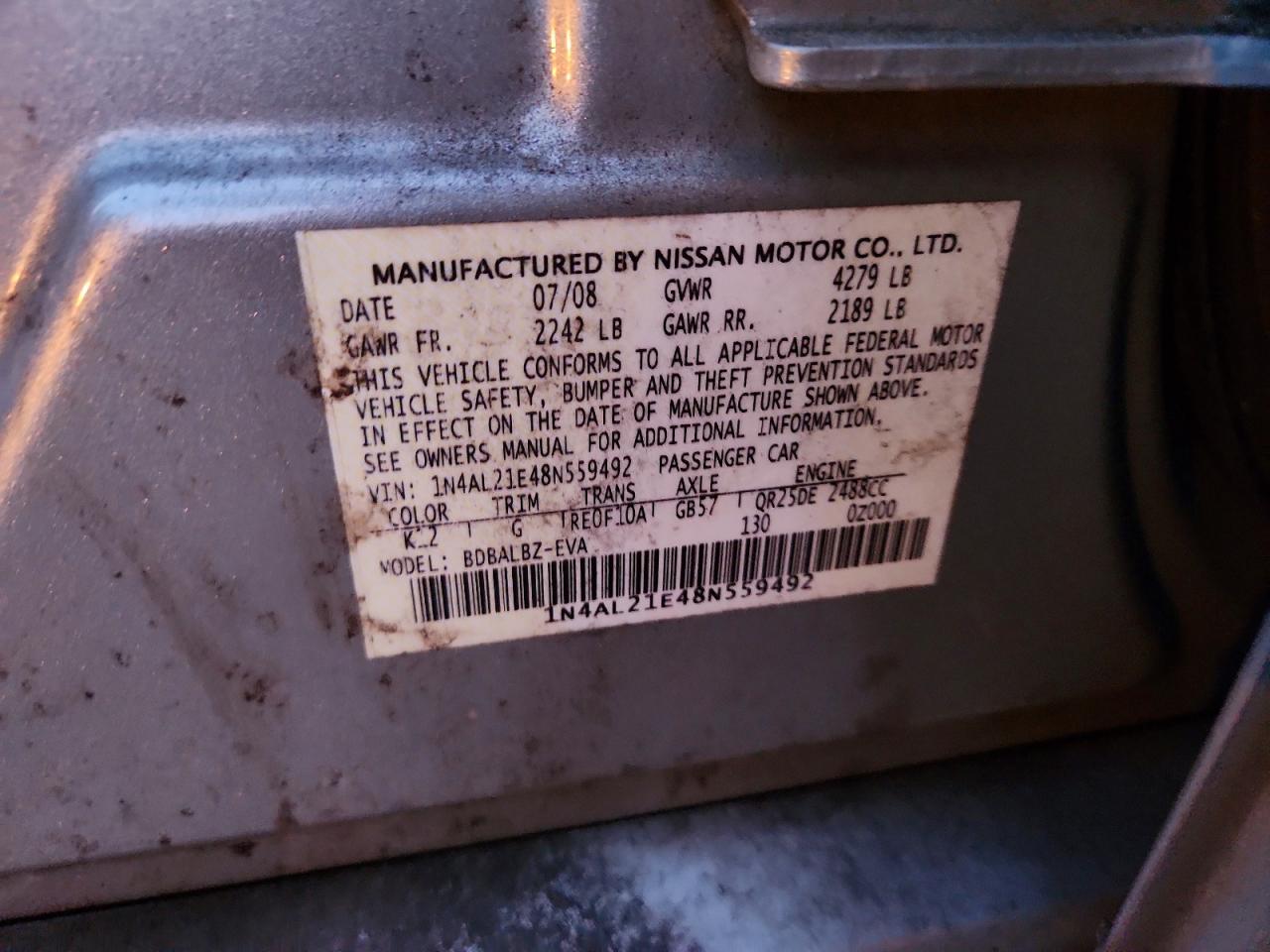2008 NISSAN ALTIMA 2.5 photo 12