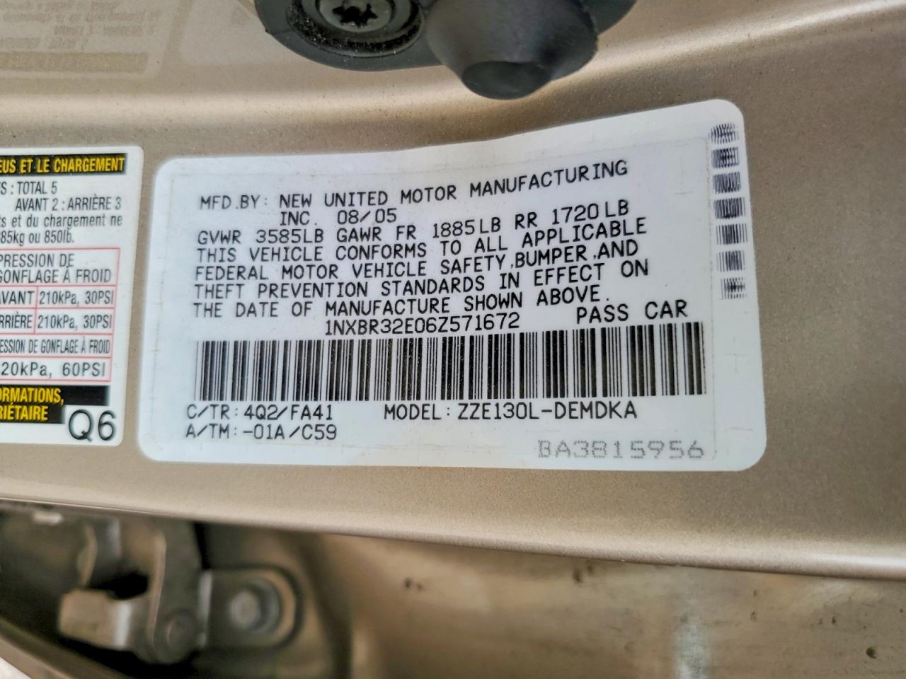 2006 TOYOTA COROLLA CE photo 12