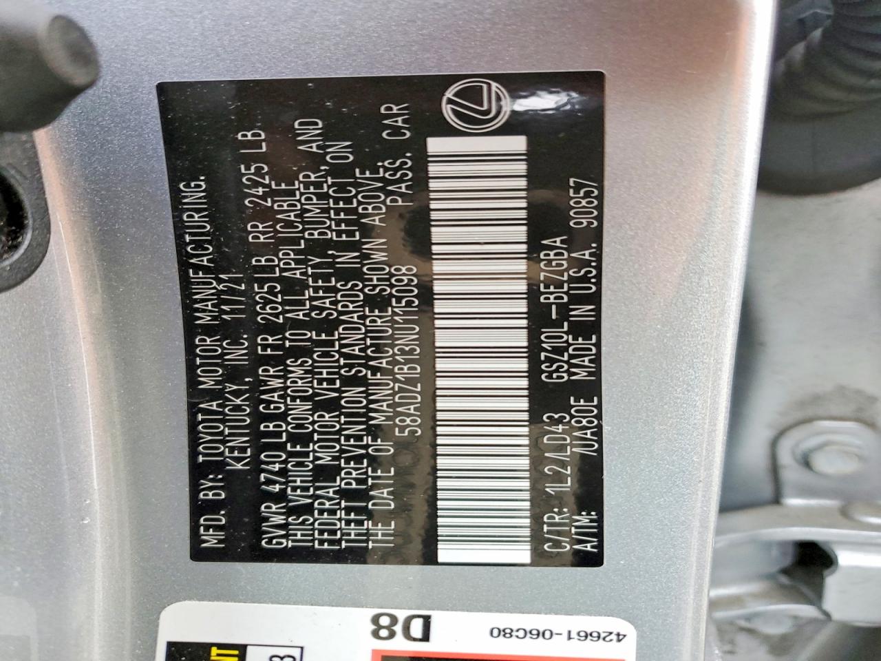 2022 LEXUS ES 350 BASE photo 13