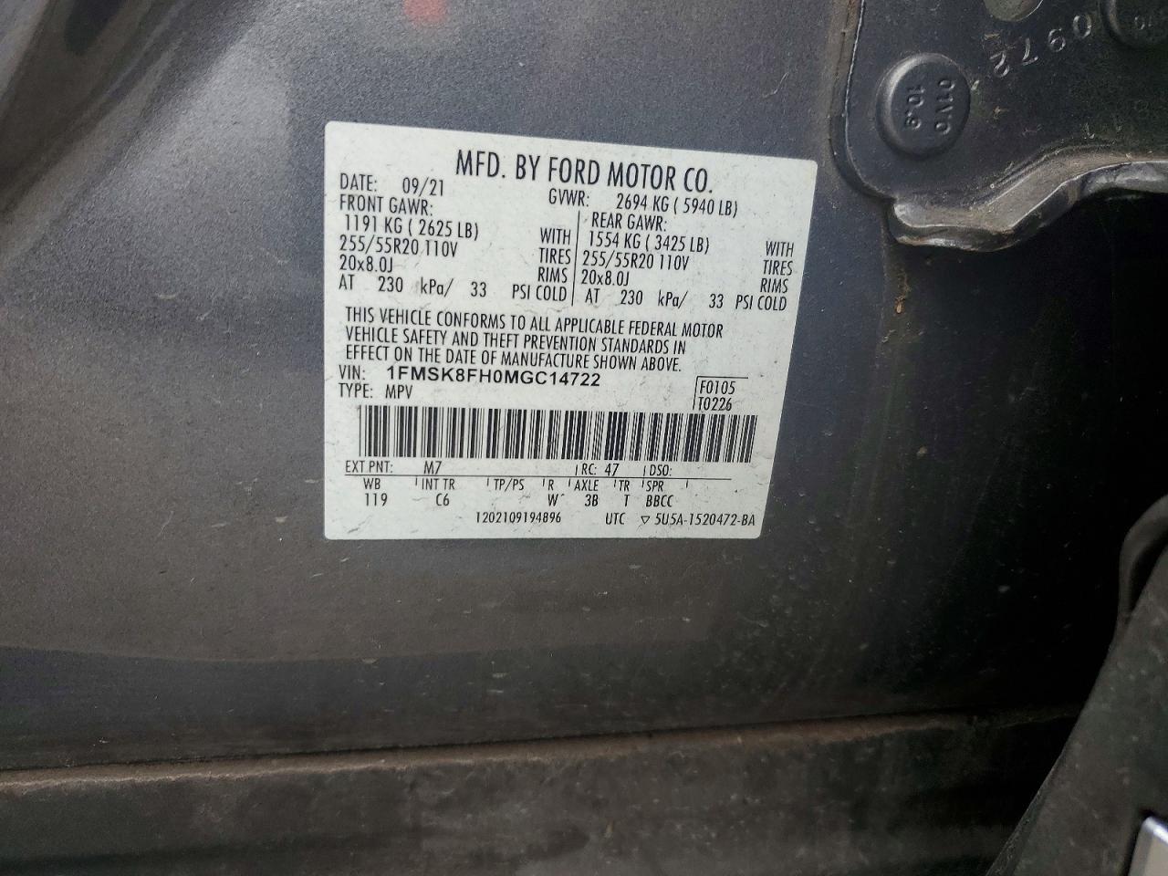 2021 FORD EXPLORER LIMITED photo 14
