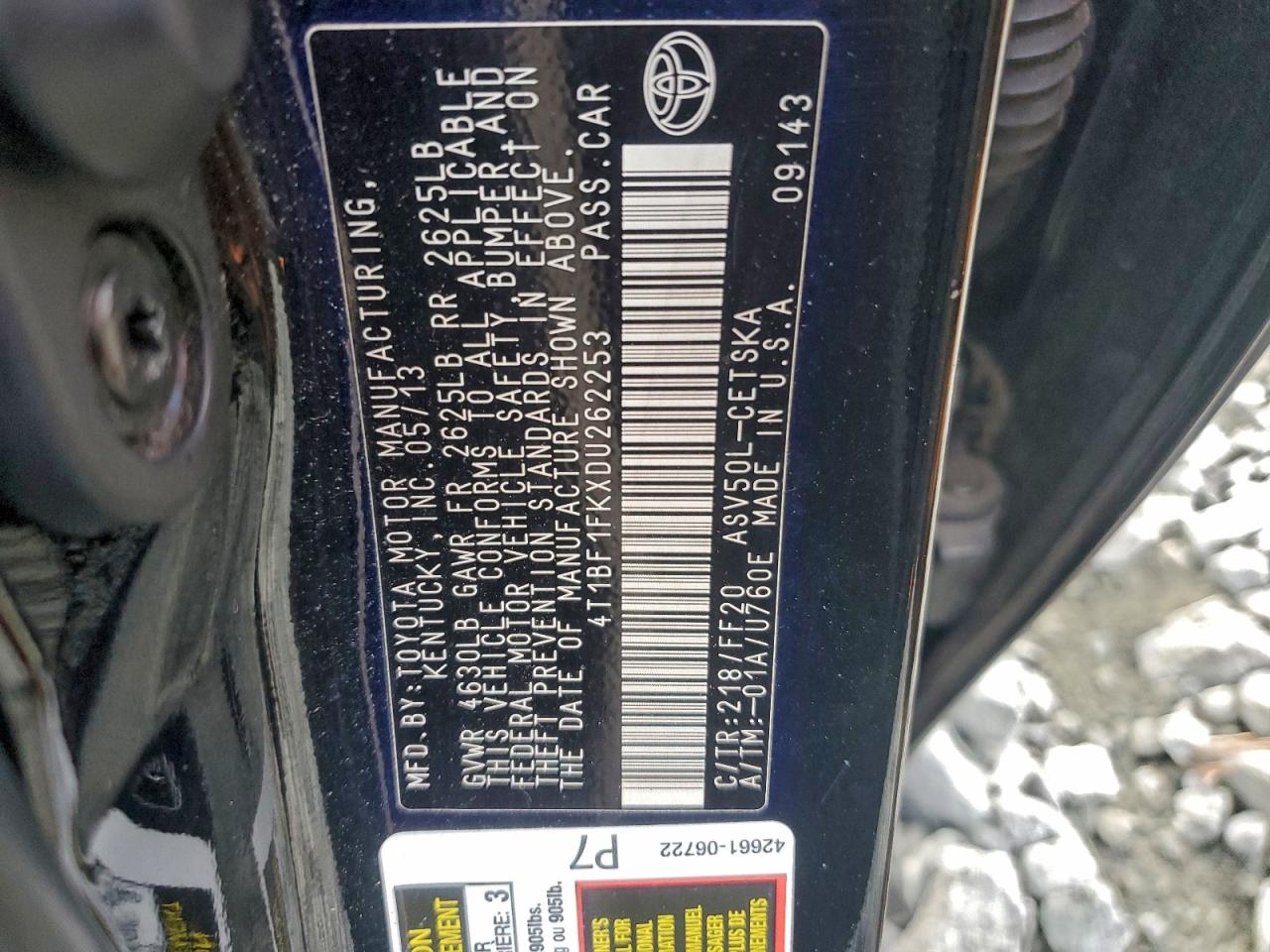 2013 TOYOTA CAMRY L photo 12