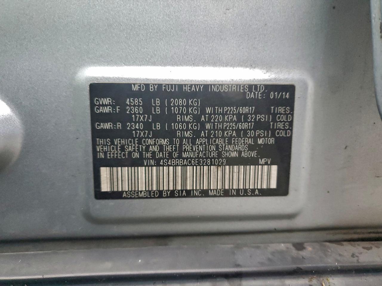 2014 SUBARU OUTBACK 2.5I photo 13
