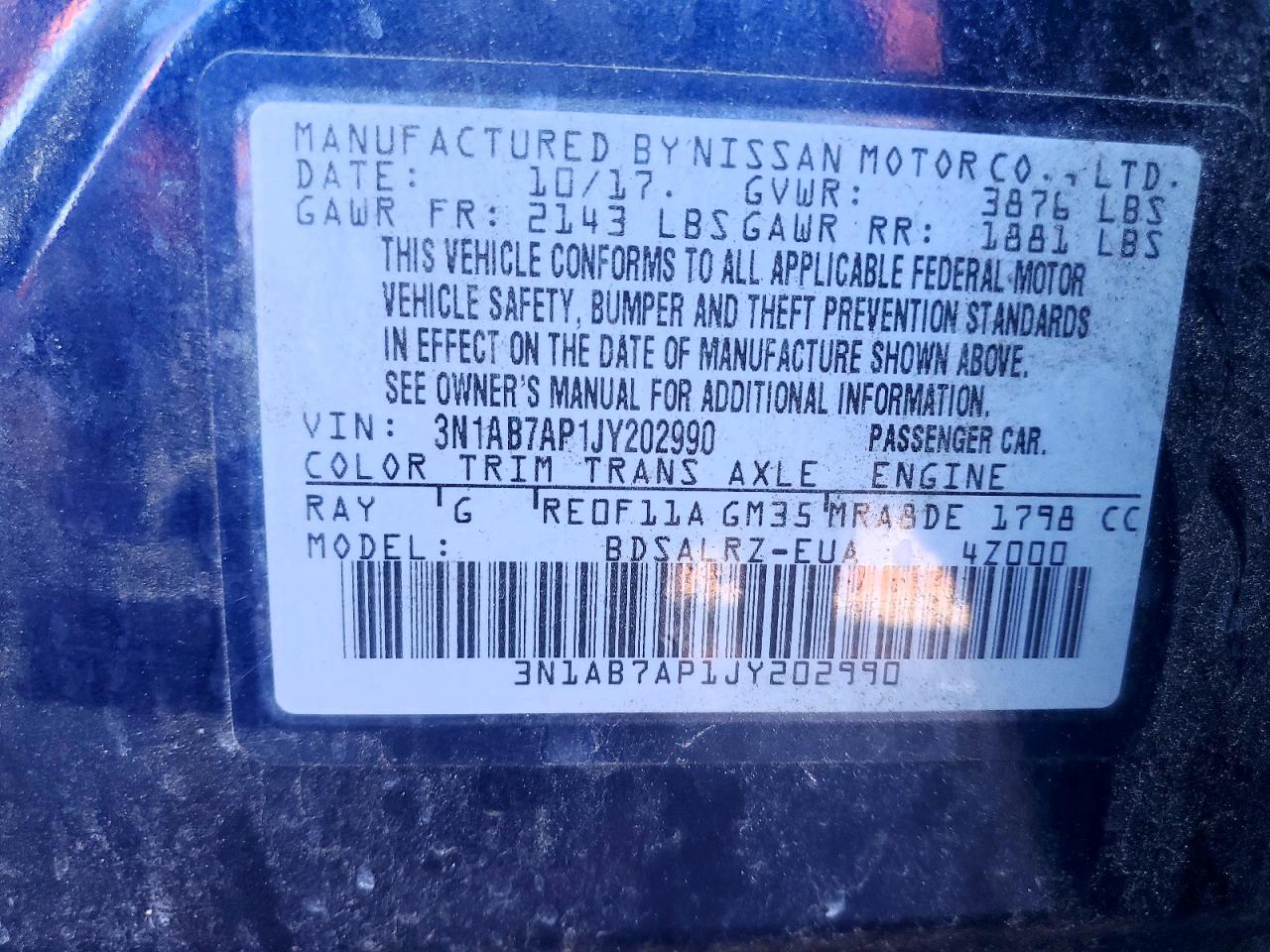 2018 NISSAN SENTRA S photo 12