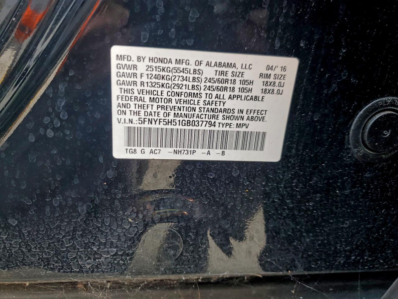 2016 HONDA PILOT EXL photo 13