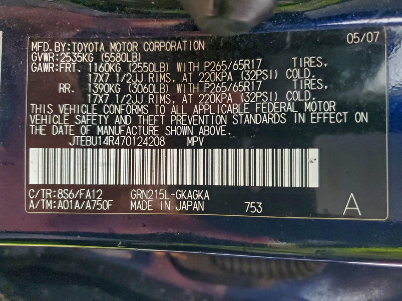 2007 TOYOTA 4RUNNER SR5 photo 13