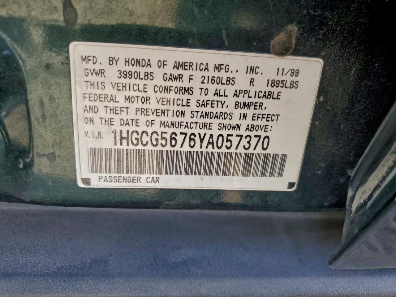 2000 HONDA ACCORD SE photo 13
