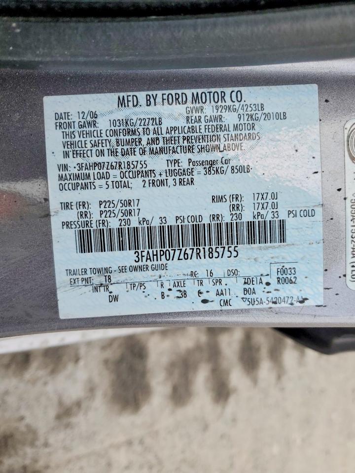 2007 FORD FUSION SE photo 12