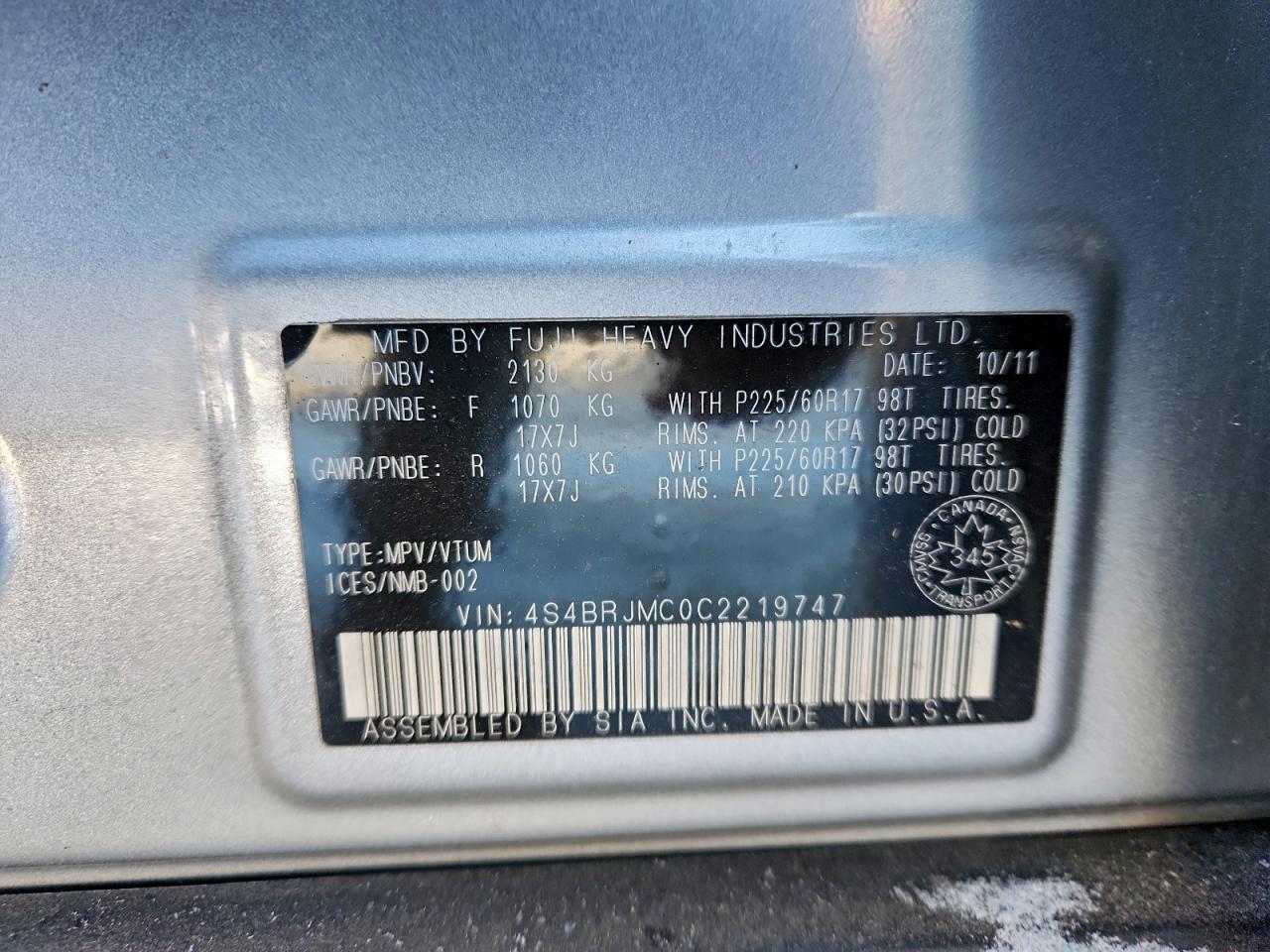 2012 SUBARU OUTBACK 3.6R LIMITED photo 13