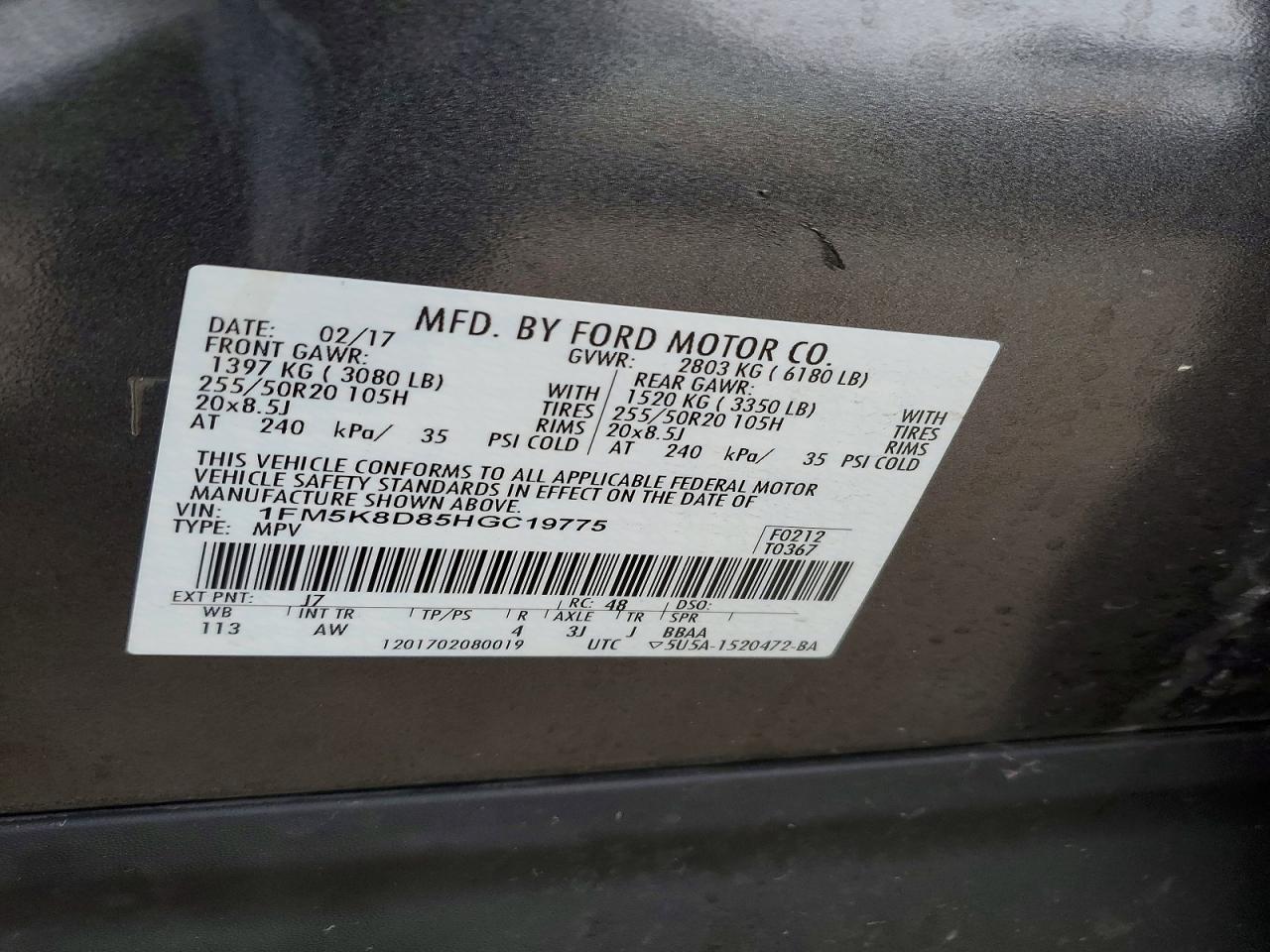 2017 FORD EXPLORER XLT photo 13