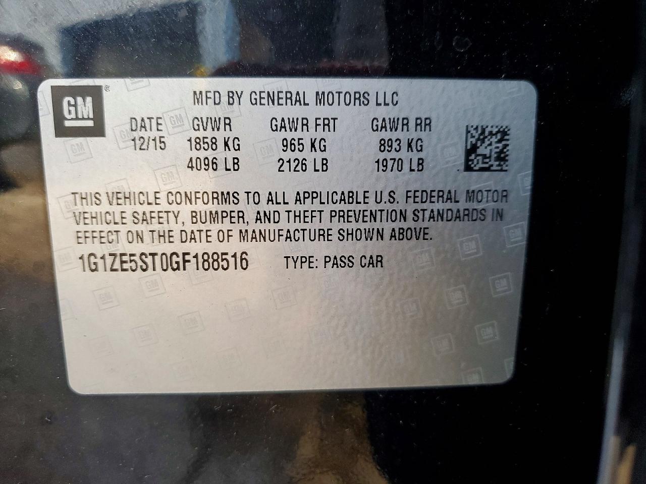 2016 CHEVROLET MALIBU LT photo 12