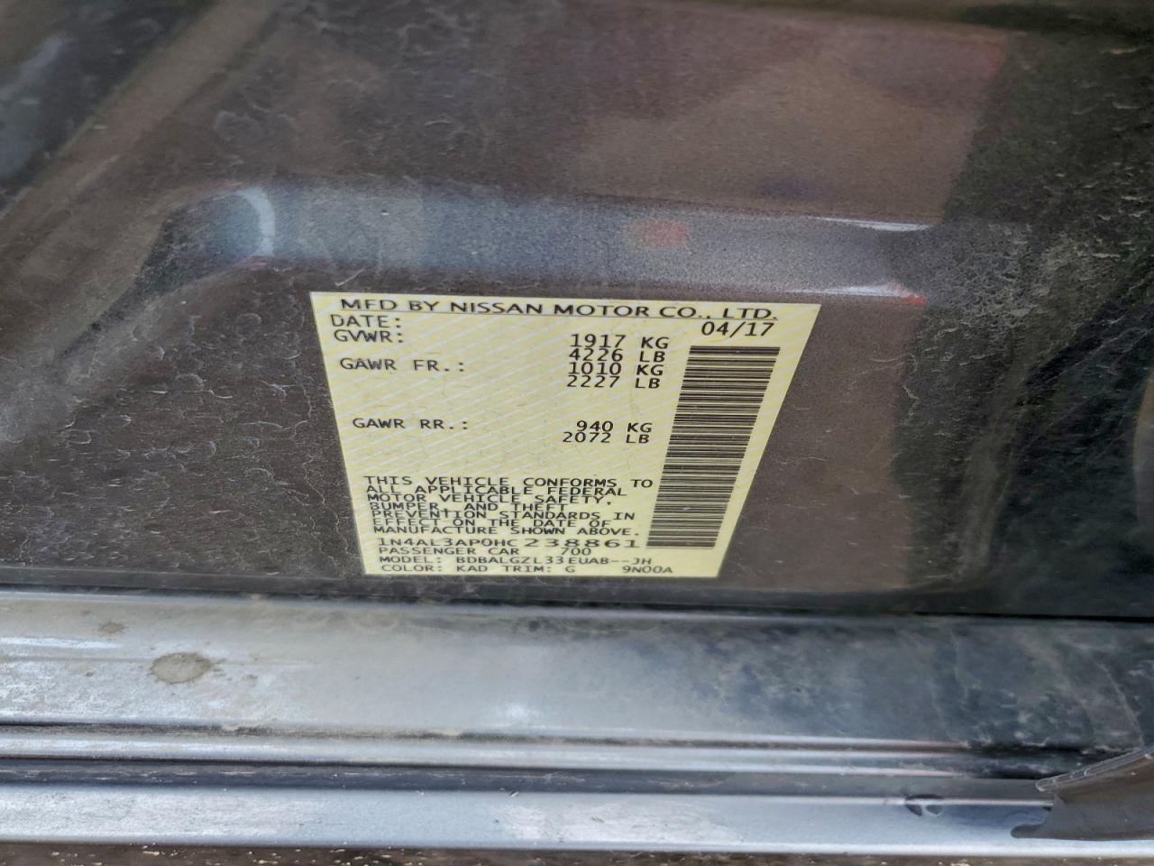 2017 NISSAN ALTIMA 2.5 photo 13