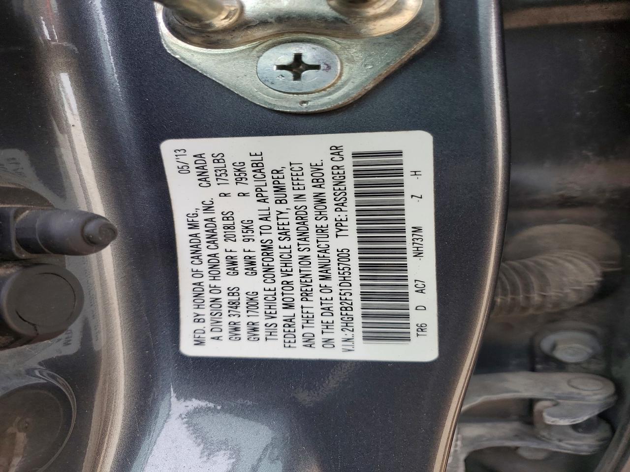 2013 HONDA CIVIC LX photo 12