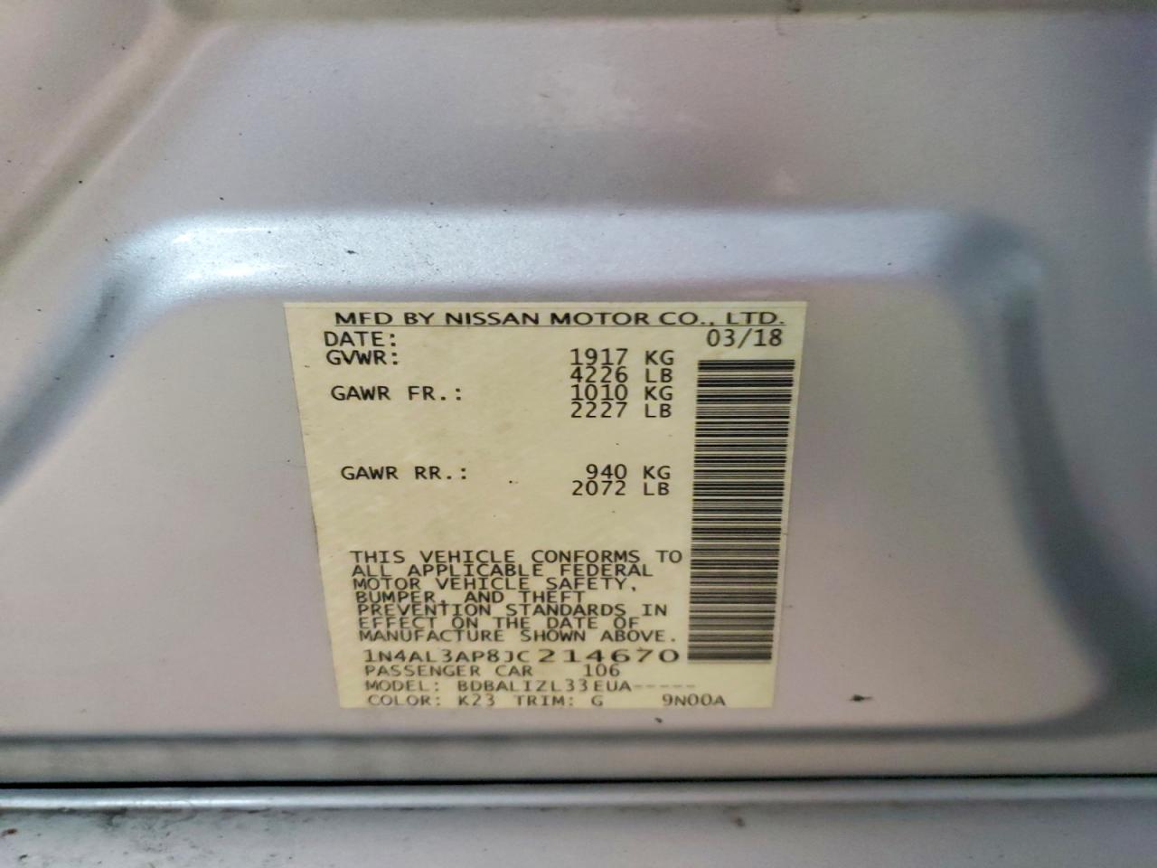 2018 NISSAN ALTIMA 2.5 photo 13