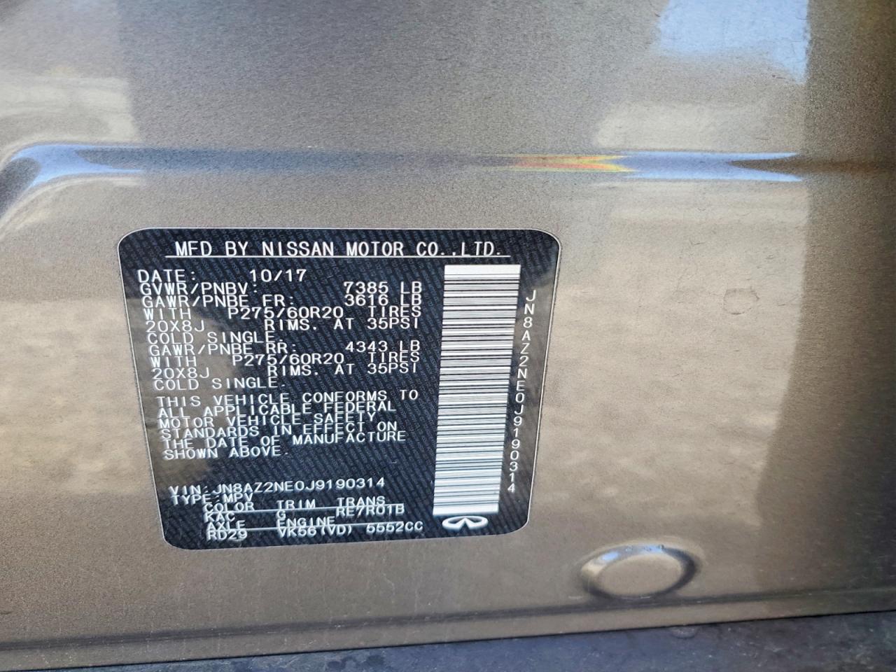 2018 INFINITI QX80 BASE photo 14