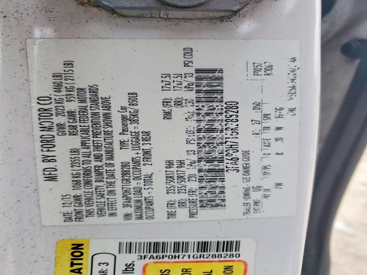 2016 FORD FUSION SE photo 12