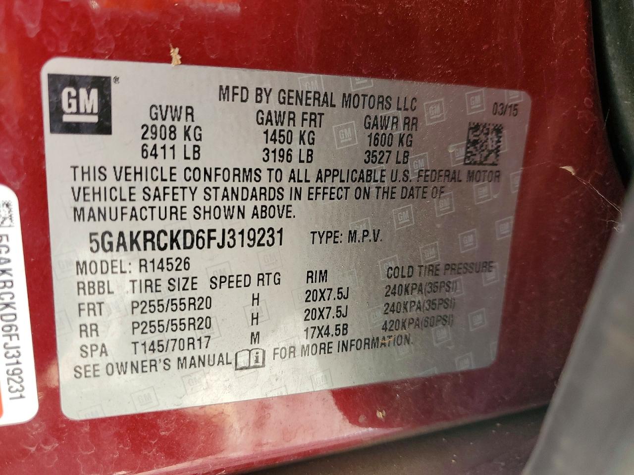 2015 BUICK ENCLAVE photo 13