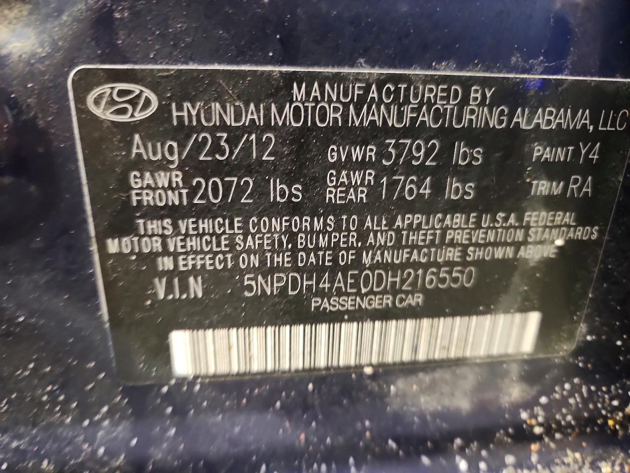 2013 HYUNDAI ELANTRA GLS photo 12