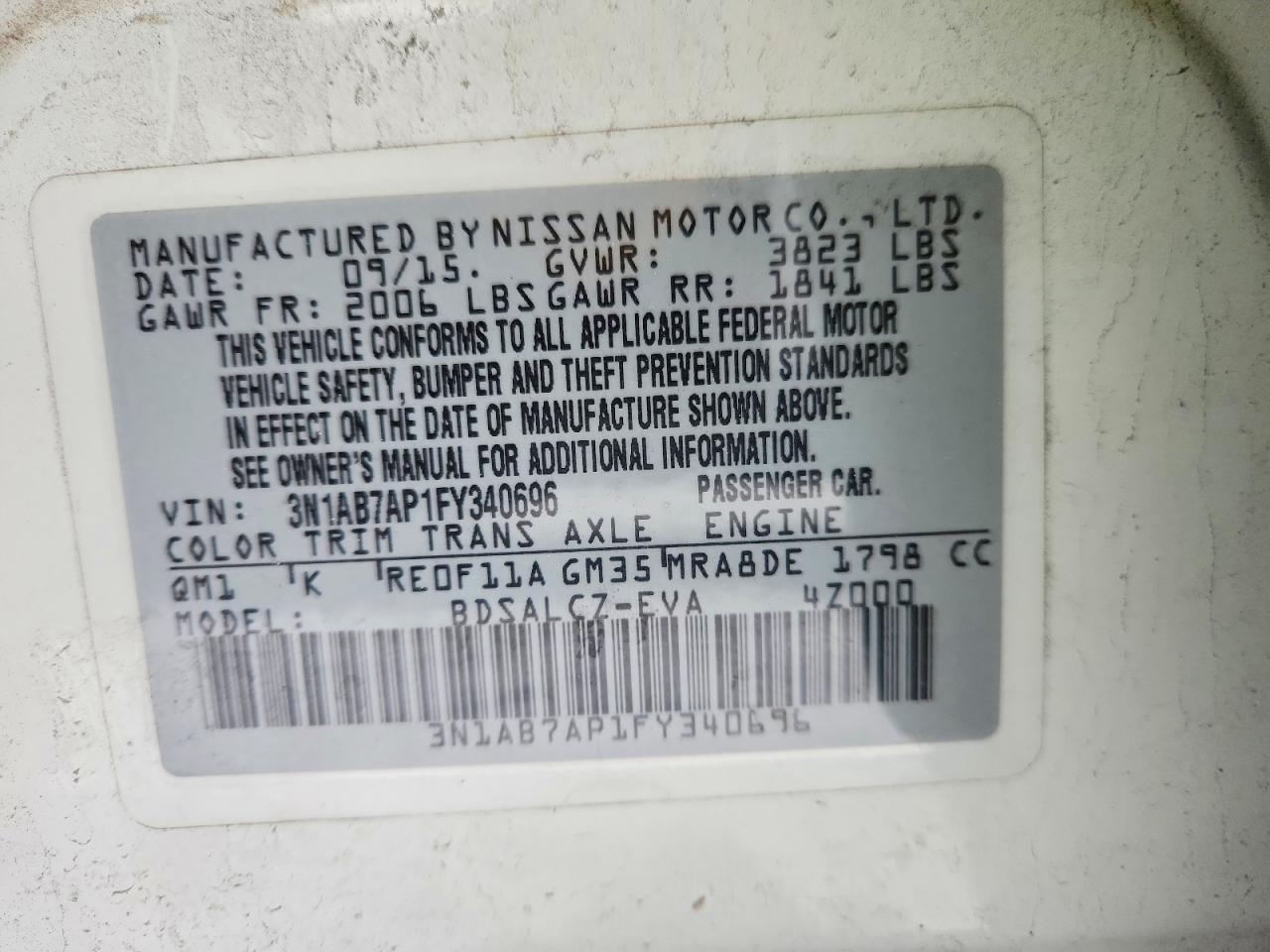 2015 NISSAN SENTRA S photo 12