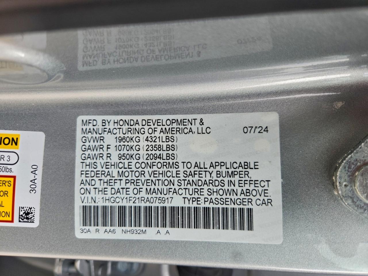 2024 HONDA ACCORD LX photo 23