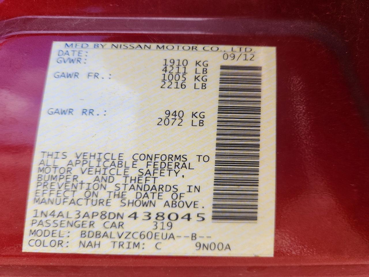 2013 NISSAN ALTIMA 2.5 photo 13