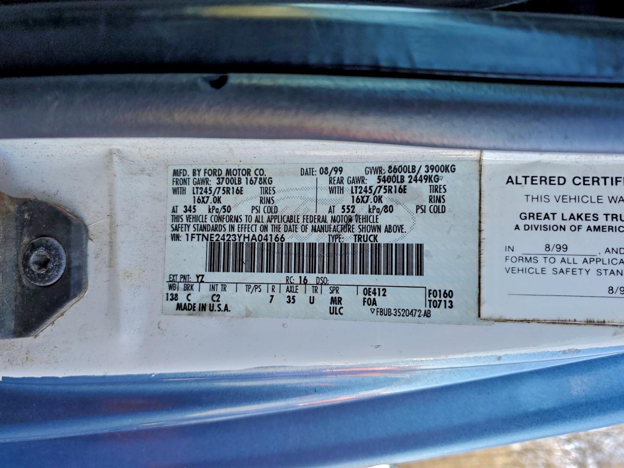 2000 FORD ECONOLINE E250 VAN photo 13