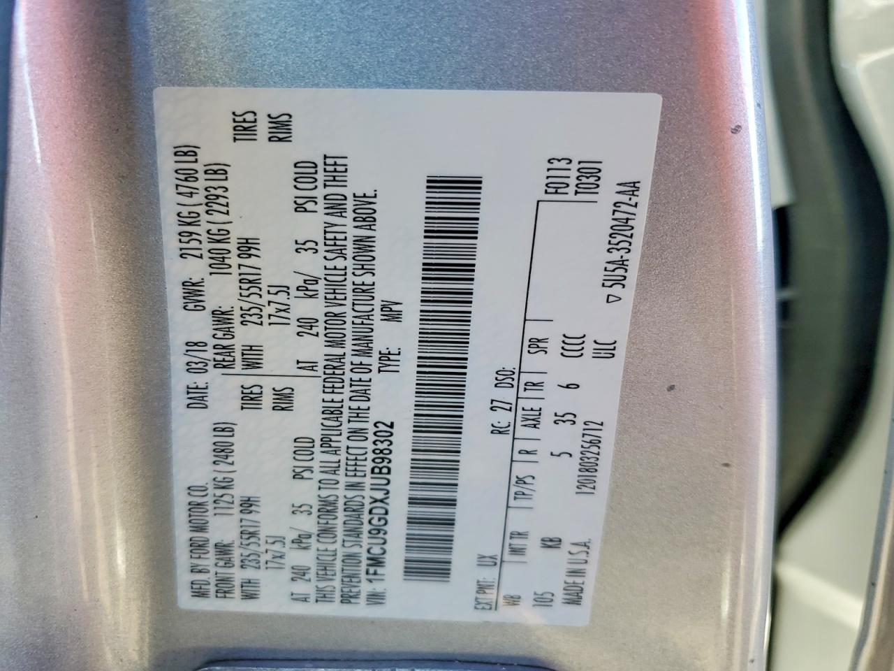 2018 FORD ESCAPE SE photo 37