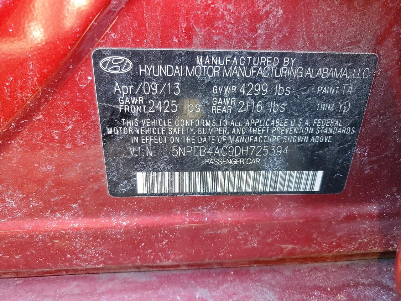 2013 HYUNDAI SONATA GLS photo 12