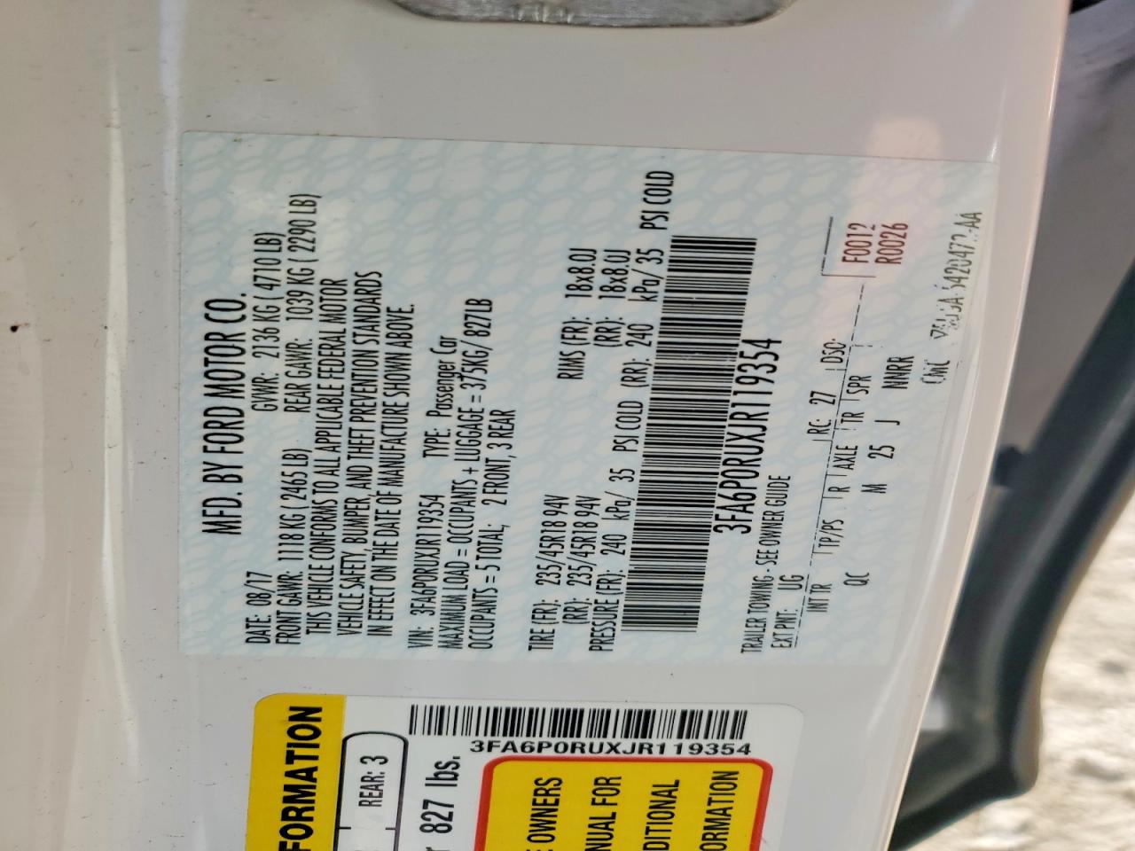 2018 FORD FUSION TITANIUM/PLATINUM HEV photo 12