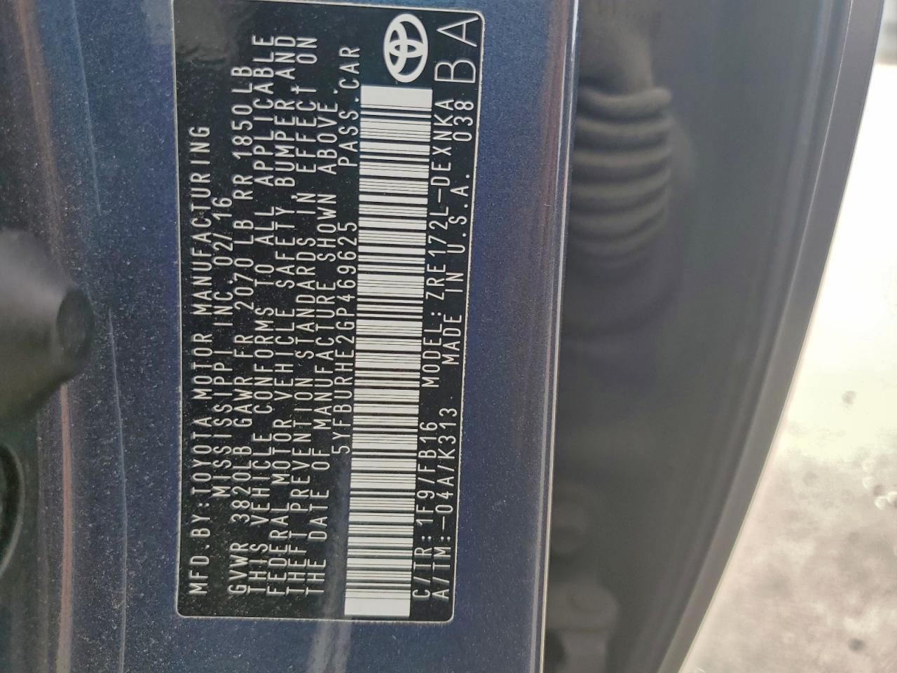 2016 TOYOTA COROLLA L photo 13