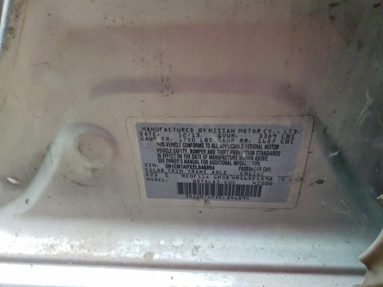 2014 NISSAN VERSA S photo 34