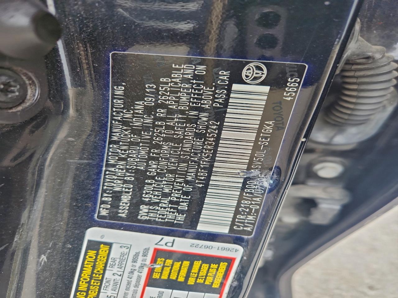 2014 TOYOTA CAMRY XLE photo 12