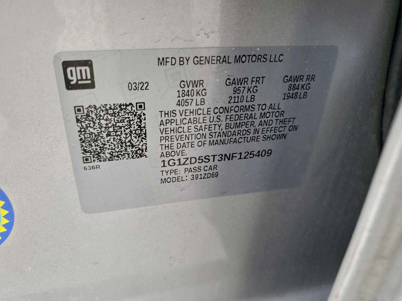 2022 CHEVROLET MALIBU LT photo 12