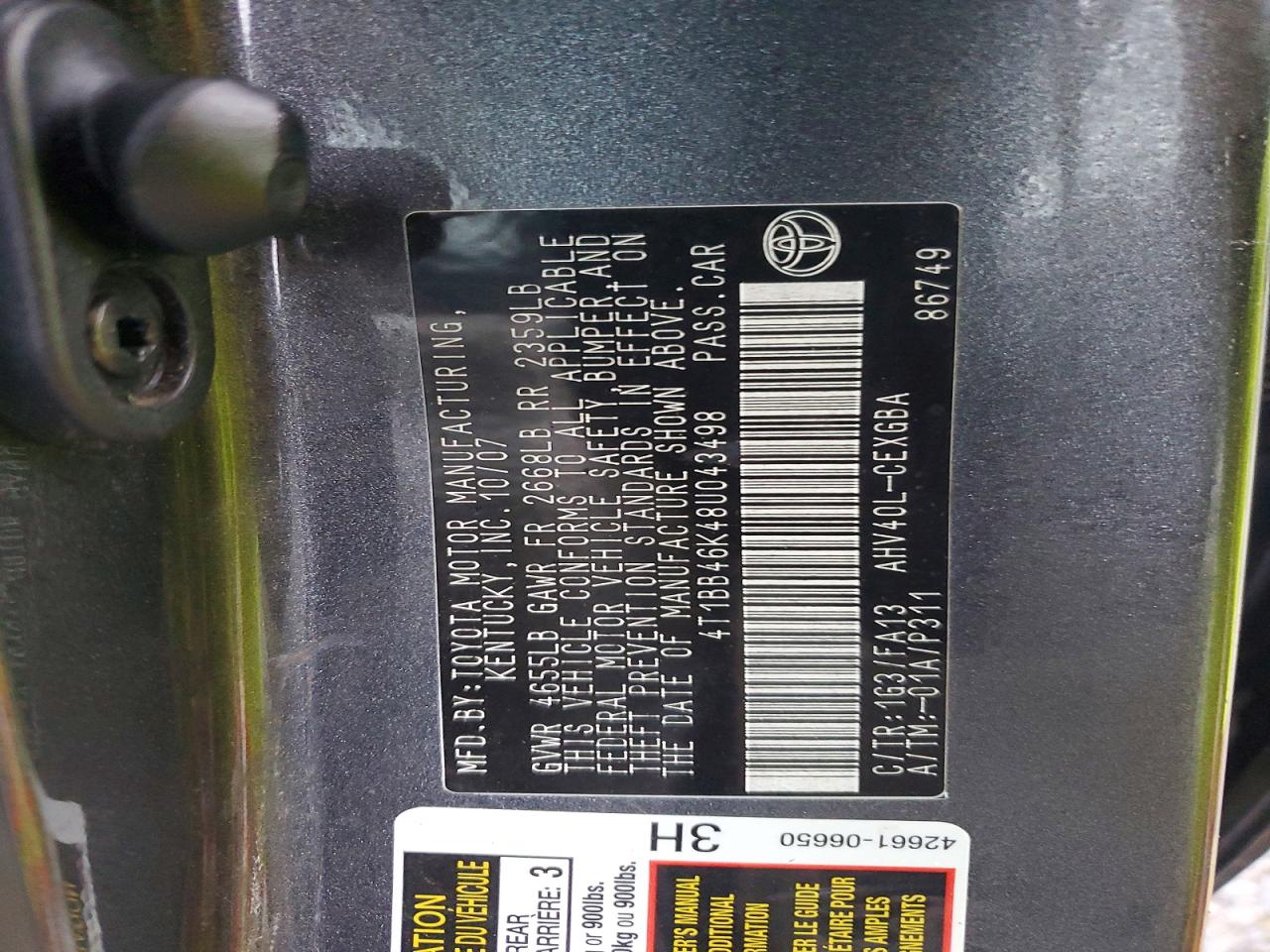 2008 TOYOTA CAMRY HYBRID photo 12