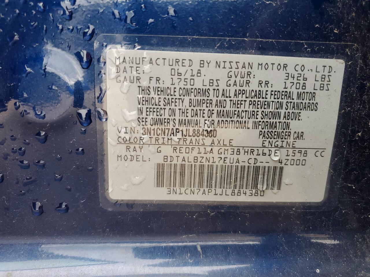 2018 NISSAN VERSA S photo 12